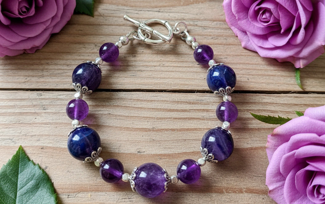 Amethyst Gemstone Bead Bracelet