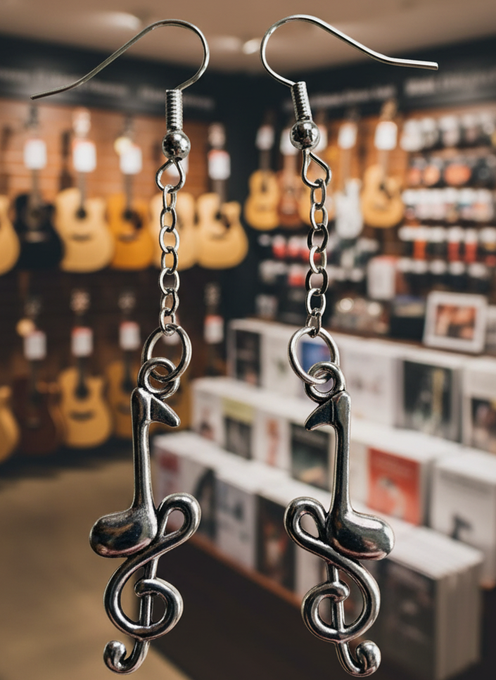 Music-Inspired Charm Earrings (2 pairs)