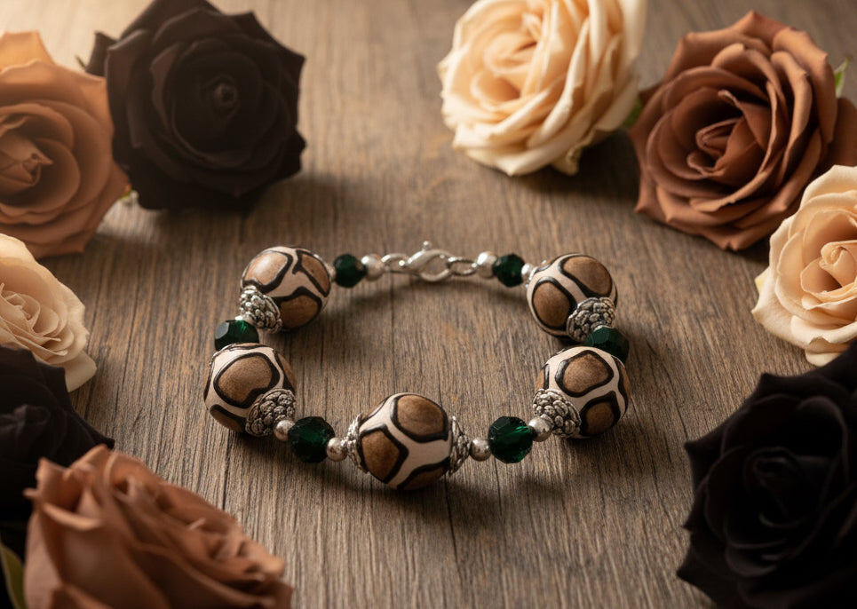 African Hand Painted Trade Bead Bracelet
