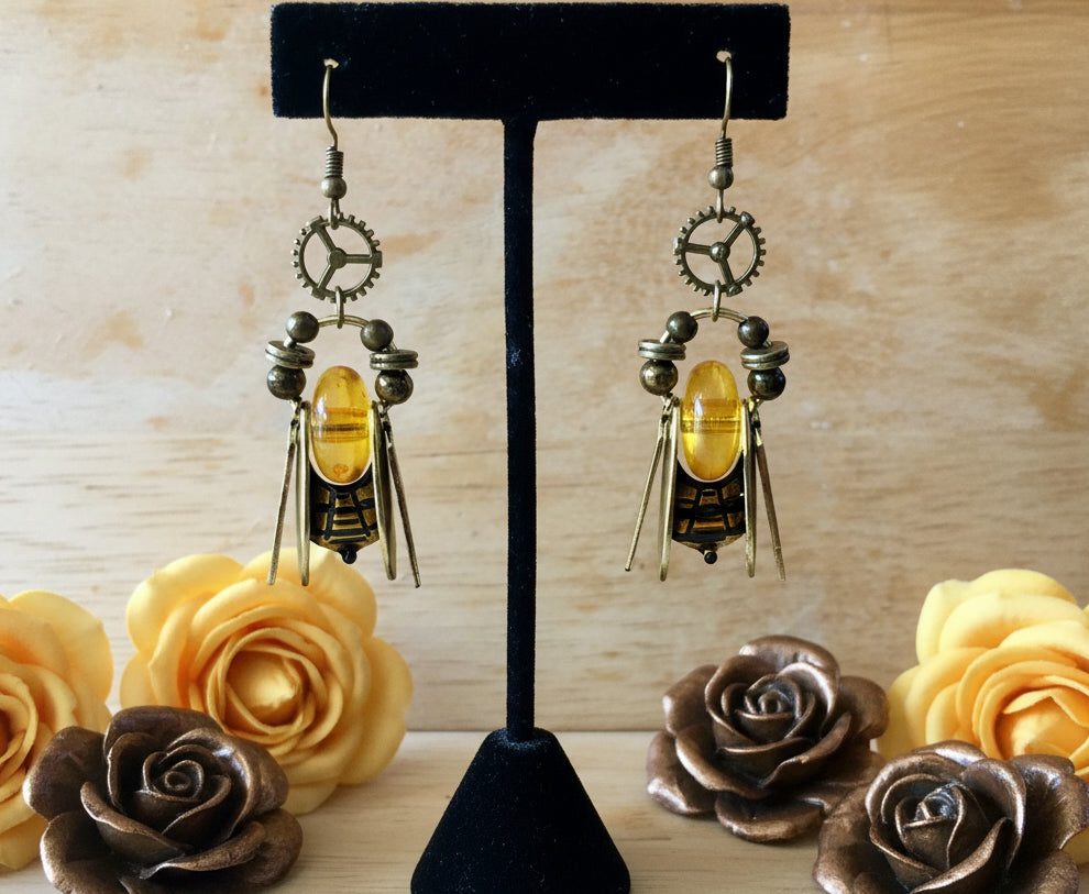 Steampunk-Inspired Bumblebee Earrings