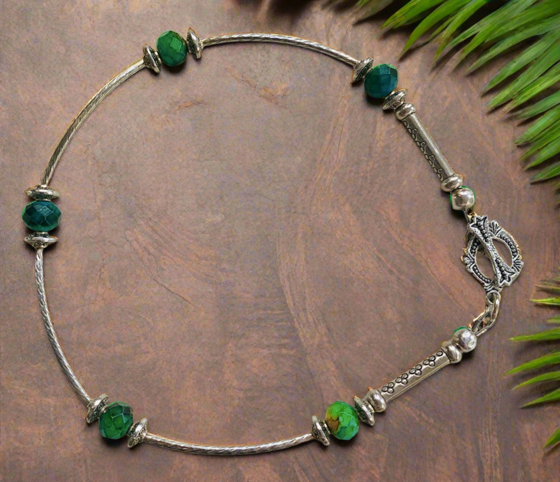 Curved Noodle/Czech Glass Bead Anklet