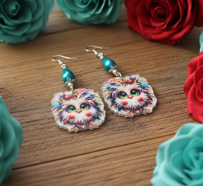 Acrylic Owl Charm Earrings