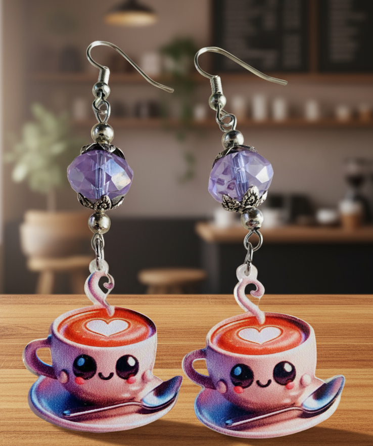 Acrylic Coffee Cup Earrings