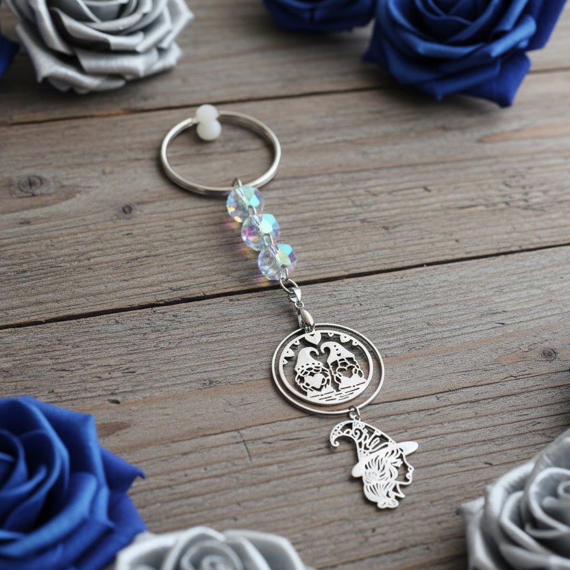 Rearview Mirror SunCatcher with Light-Reflecting Connectors & Gnome/Witchy Charms