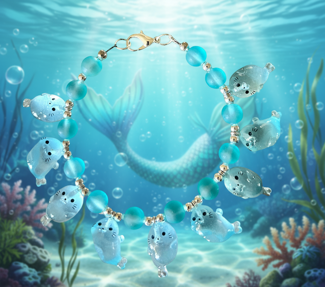 Glass Seal Charm Bracelet