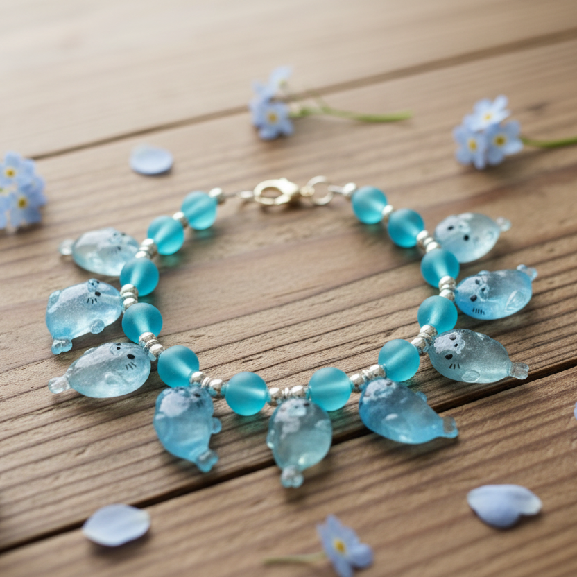 Glass Seal Charm Bracelet