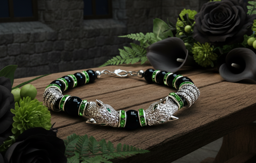 Bejeweled Dragon Head Bracelet