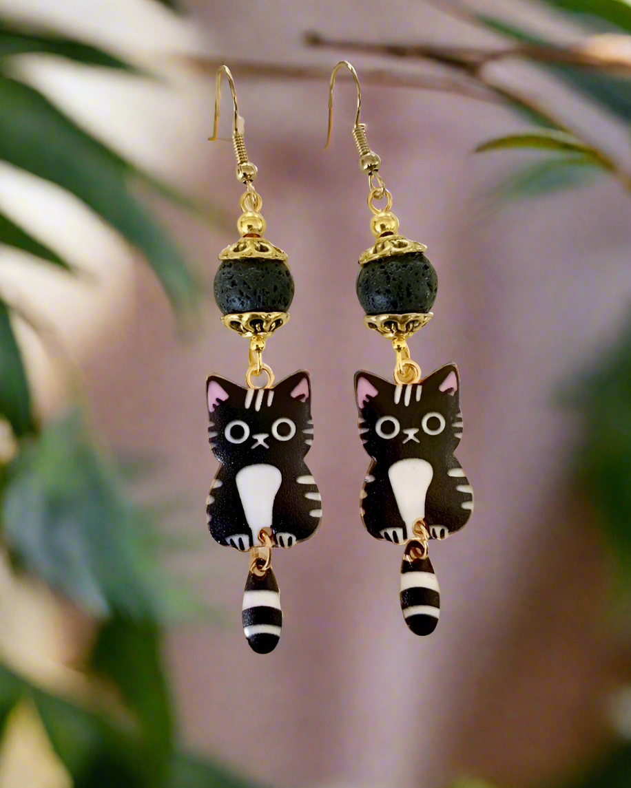 Wiggly Tailed Kittycat Earrings