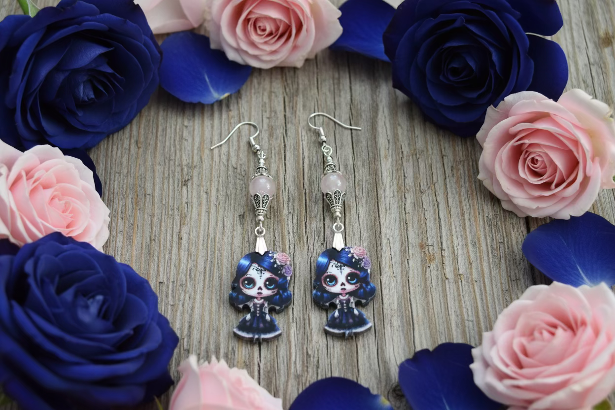 Acrylic Day of the Dead Charm Earrings