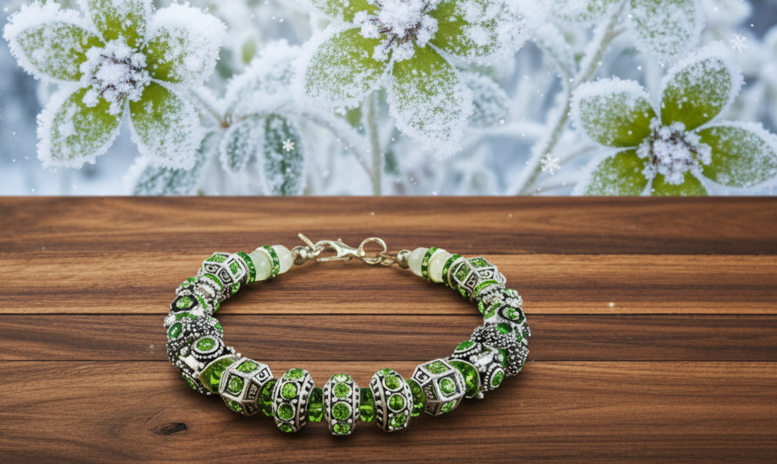 Lime Green Alloy Spacers/Lime Glass Beads/Aventurine Stone Bracelet