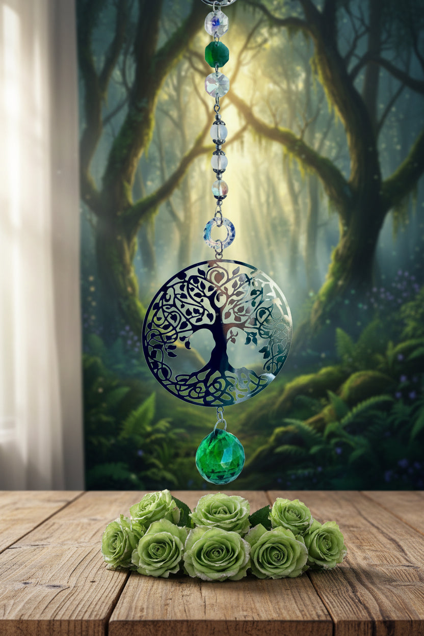 Tree of Life SunCatcher with Light-Reflecting Beads/Crystal Ball