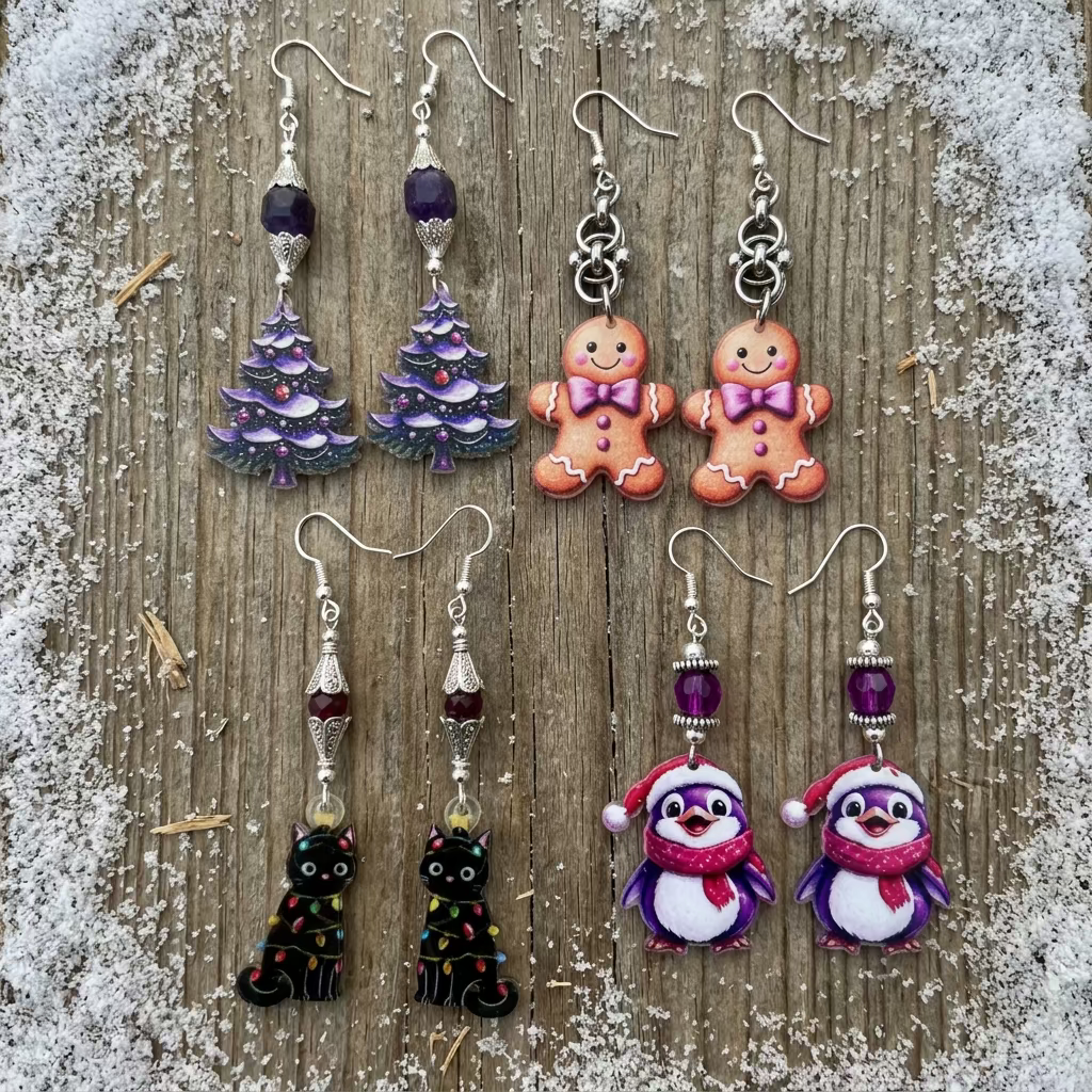 Christmas Themed Acrylic Earrings