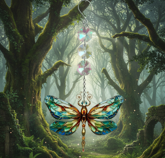 Acrylic Dragonfly Ornament/SunCatcher with Light-Reflecting Prisms
