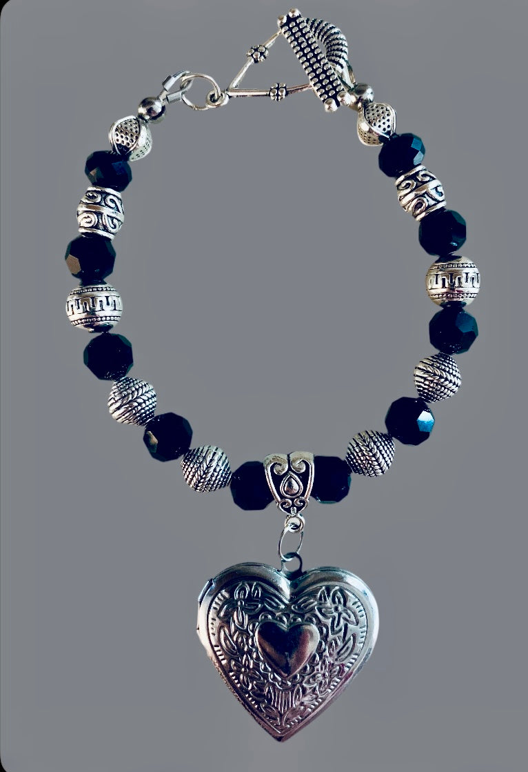 Locket Bracelet With Czech Glass Beads