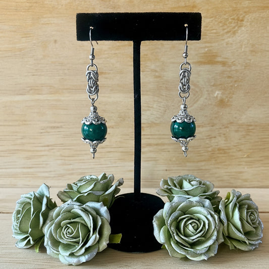 Green Tiger’s Eye Gemstone Bead Earrings