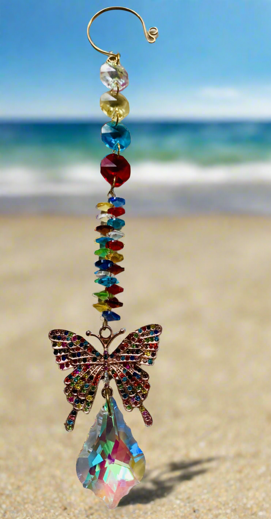 Rhinestone Butterfly/Crystal Prism SunCatcher