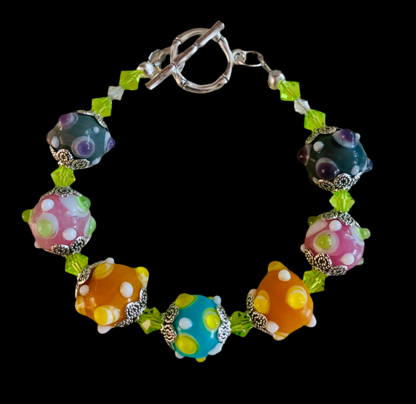 Lampwork Glass Multi-Colored Bead Bracelet
