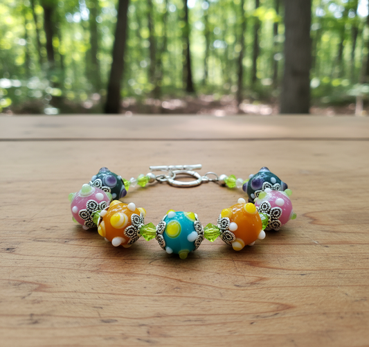 Lampwork Glass Multi-Colored Bead Bracelet