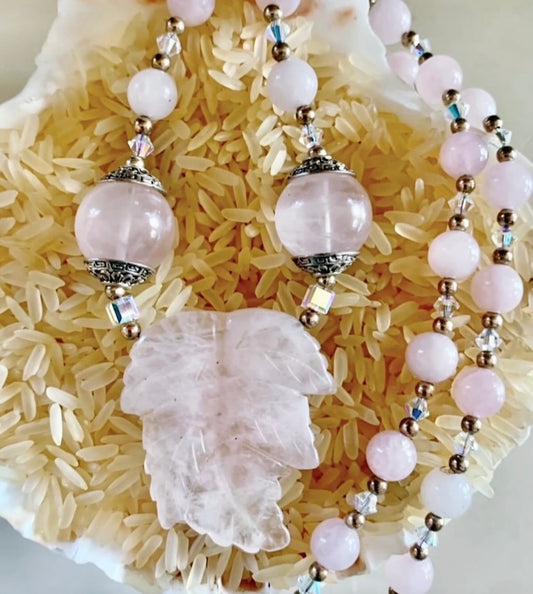 Rose Quartz/Swarovski Crystal Necklace