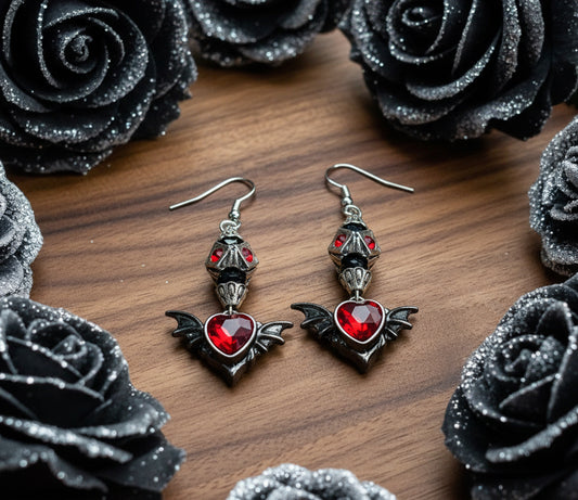 Bat/Heart Charm Earrings