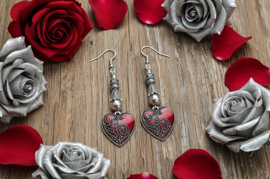 Enameled Patterned Charm Earrings