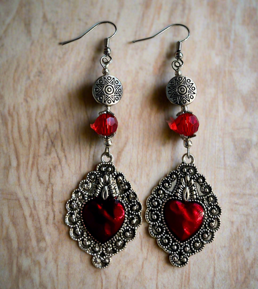 Alloy/Acrylic Heart Earrings