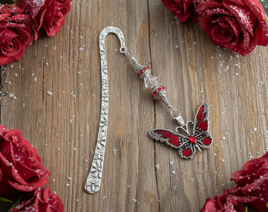 Bookmark with Red Enameled Pendant