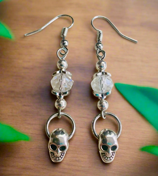 Stainless Steel Skull Charm Earrings