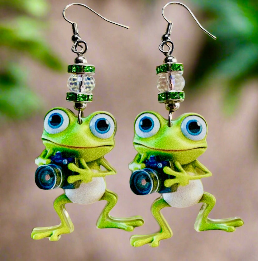 Acrylic Treefrog Shutterbug Earrings