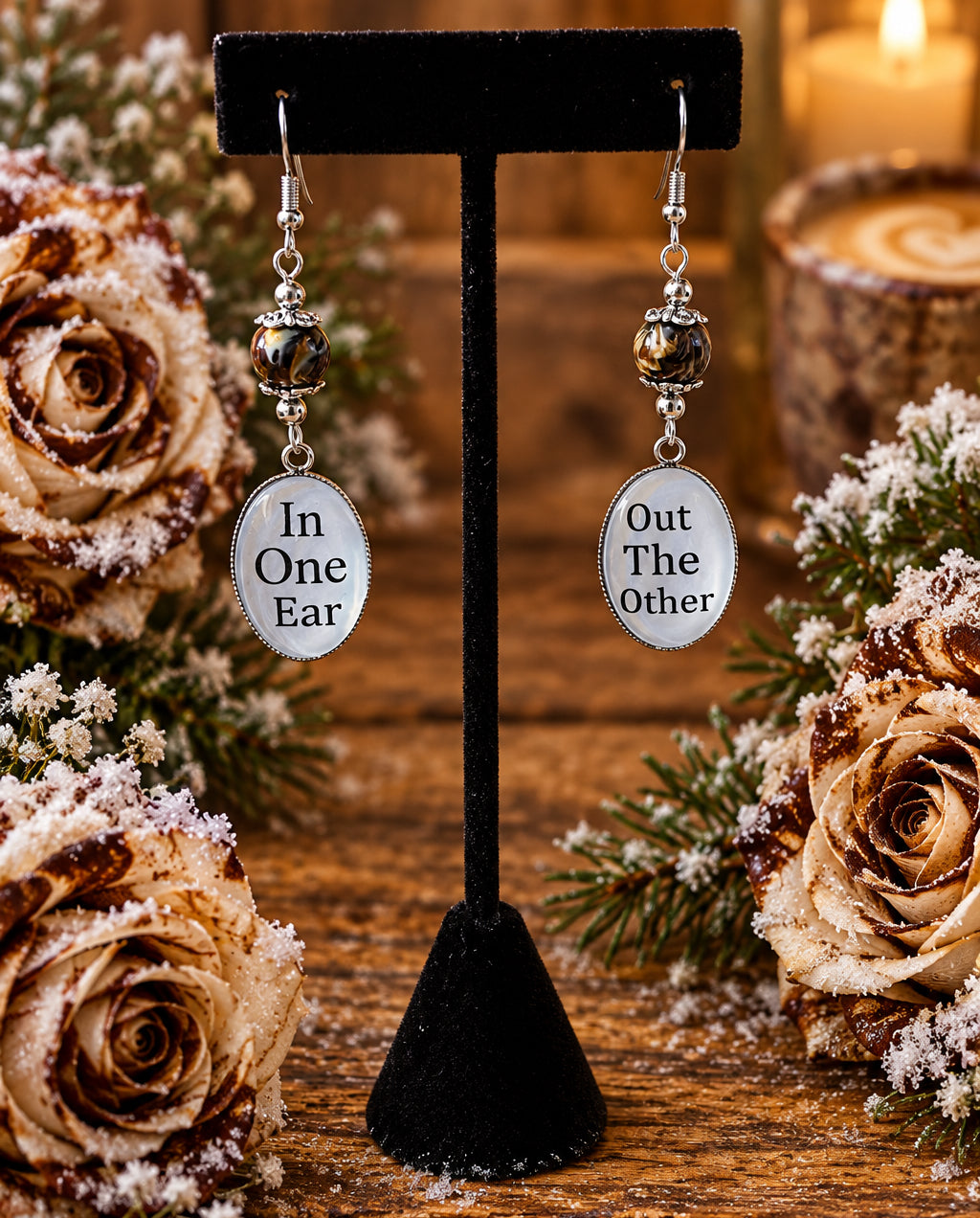 Stainless Steel/Glass Charm Earrings