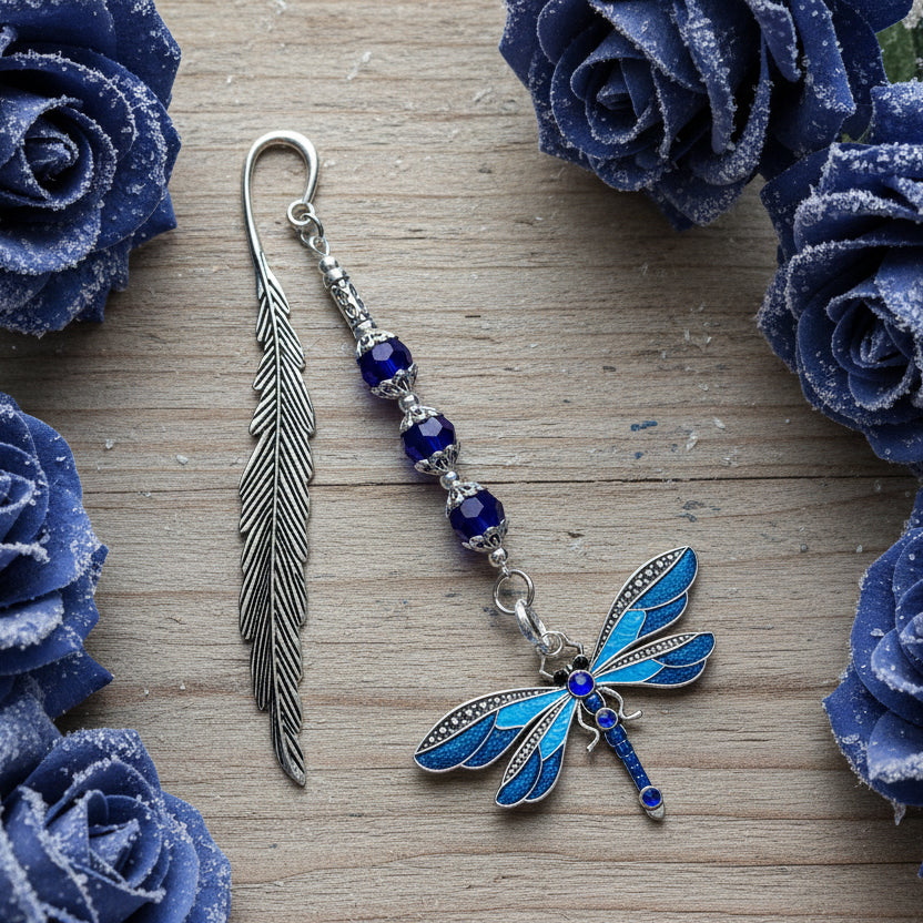 Bookmark with Blue Butterfly Pendant