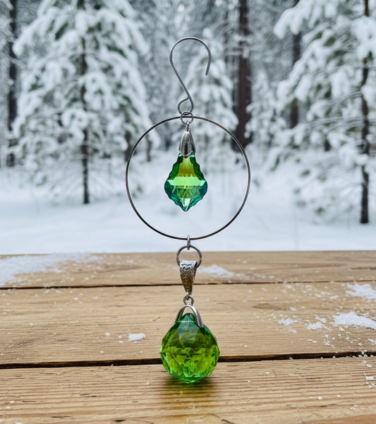 Christmas Green Crystal Ball Prism Ornament/SunCatcher