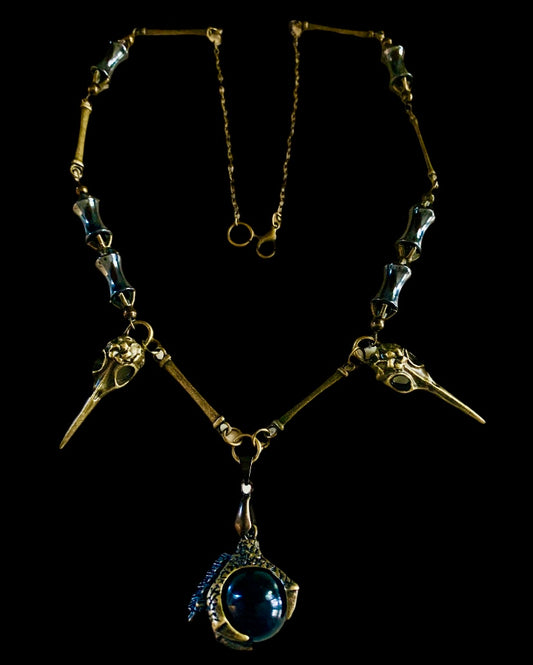 Antiqued Bronze Dragon Claw Pendant/Raven Skull Necklace
