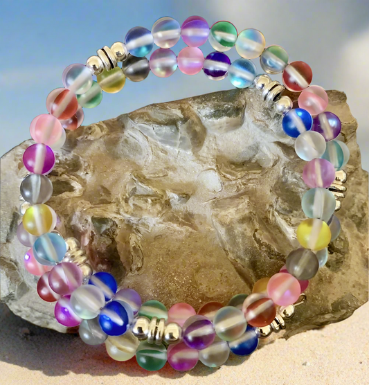 Multi-colored Mermaid Glass Wraparound Bracelet