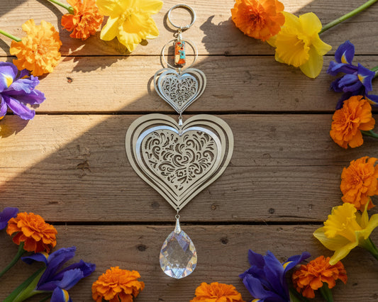 SunCatcher with Teardrop Crystal Prism/Precision Connectors & Van Gough Charm