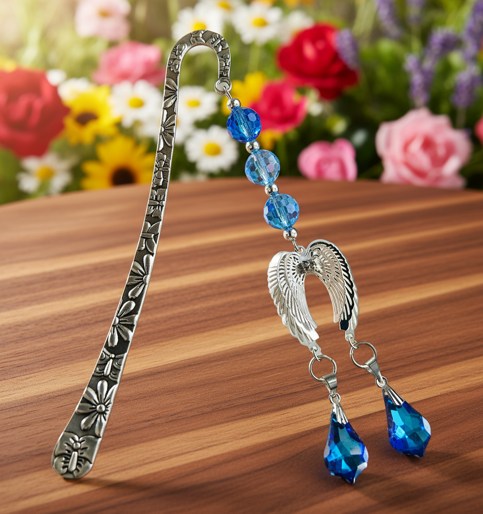 Custom Patterned Zinc Alloy Bookmarks with Various Beads & Charms
