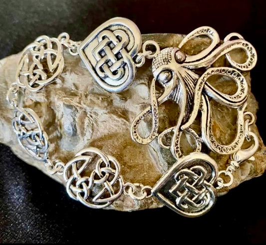 Pewter Octopus Bracelet with Celtic Connectors