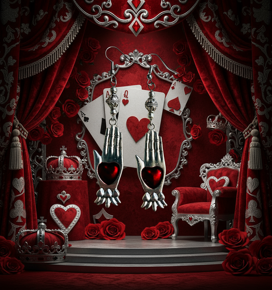 Heart/Hand Tin Alloy Charm Earrings