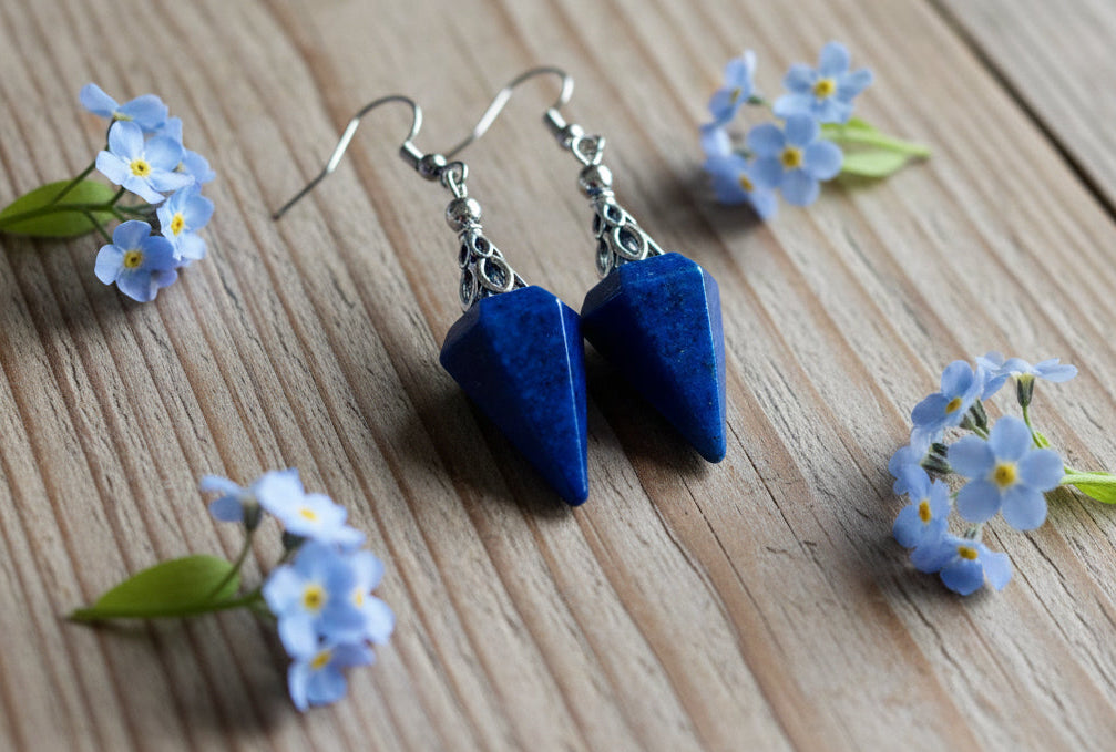Lapis Lazuli Gemstone Pendulum Earrings