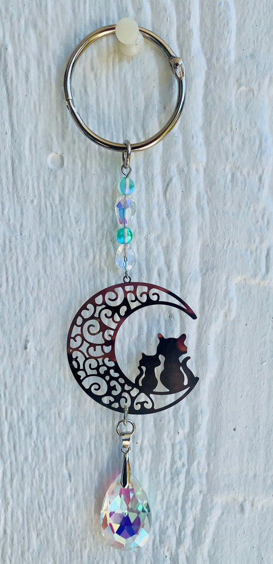 Rearview Mirror SunCatcher with Stainless Steel Cat Connector