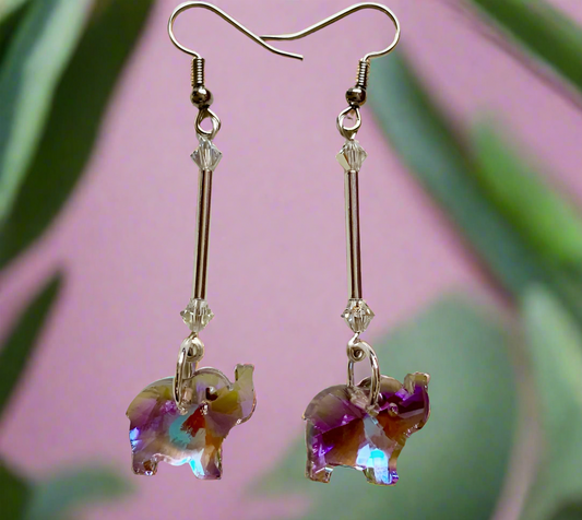 Czech Crystal Elephant Earrings