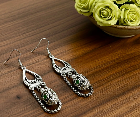 Vintage-Inspired Lime Green Rhinestone Bead Earrings