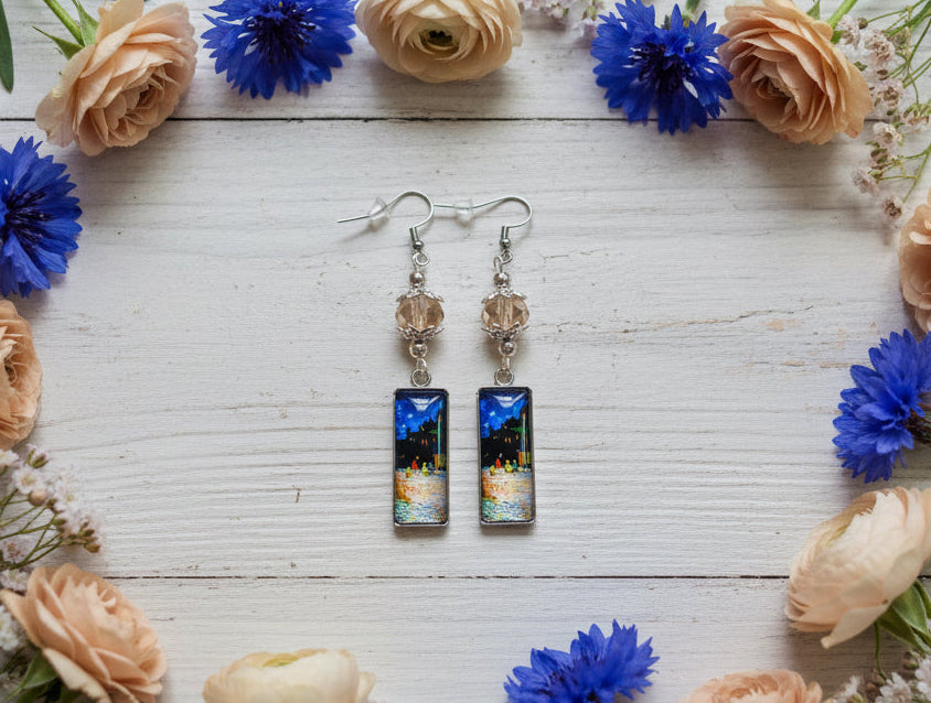 Glass “Cafe Terrace at Night” Charm Earrings