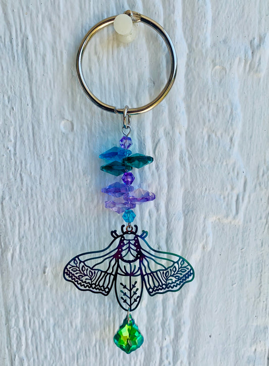 Rearview Mirror SunCatcher with Multi-Colored Moth & Light Reflectors