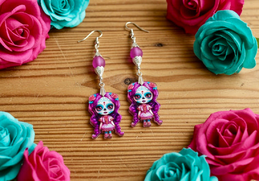 Acrylic Sugar Skull Earrings
