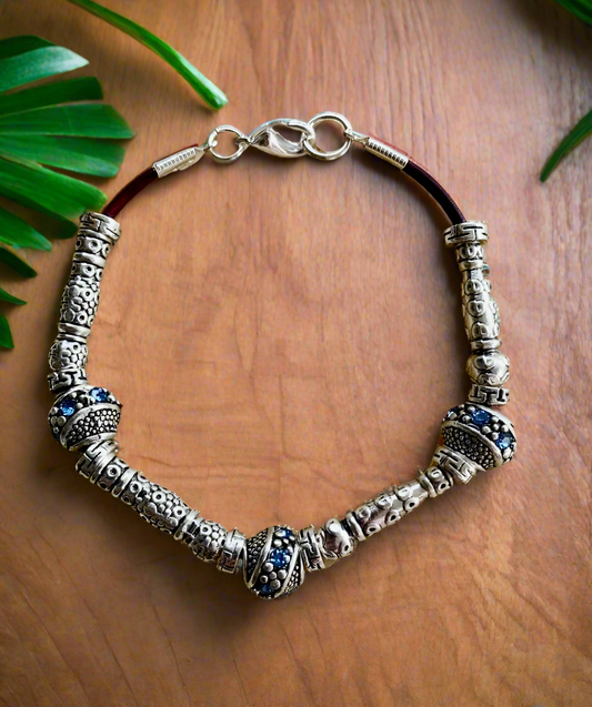 Patterned Spacer/Rhinestone Bead Bracelet