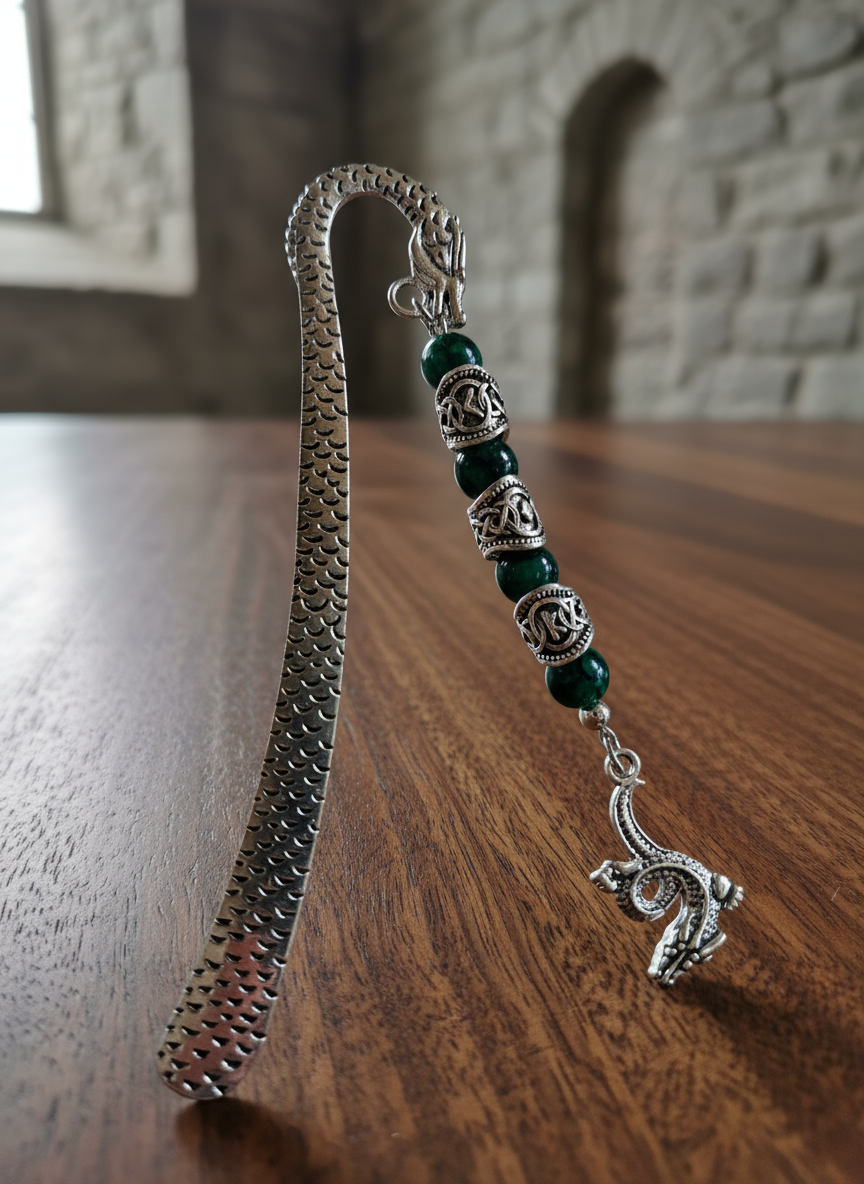 Custom Patterned Zinc Alloy Bookmarks with Various Beads & Charms