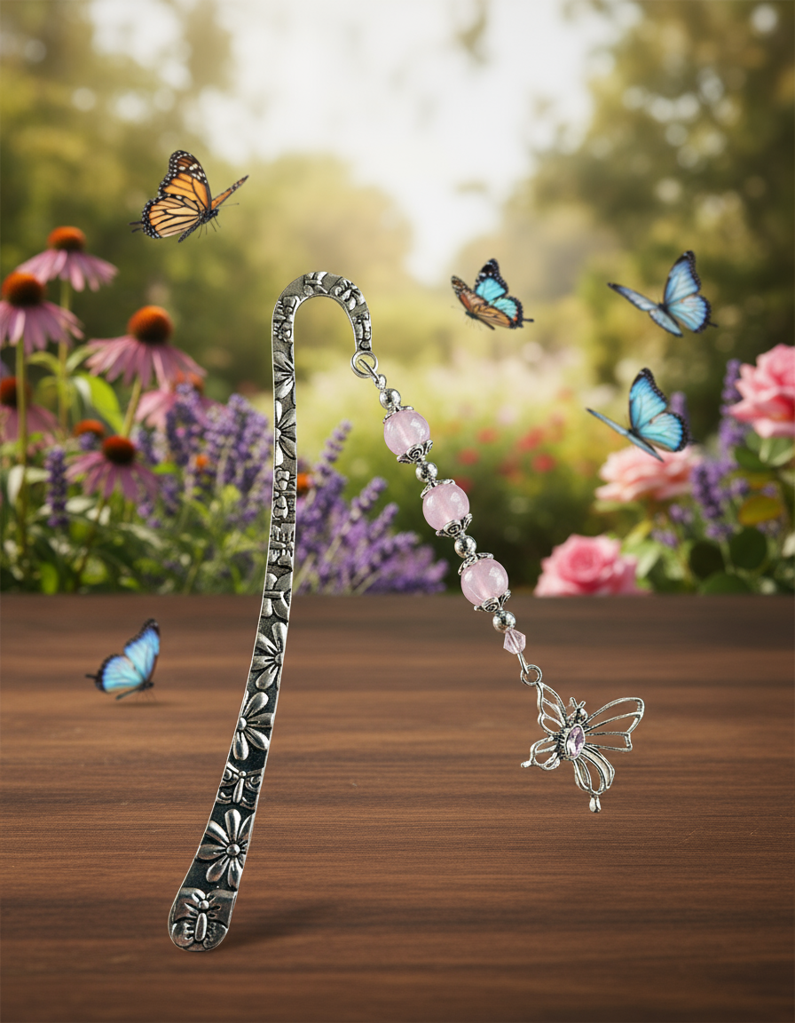 Custom Patterned Zinc Alloy Bookmarks with Various Beads & Charms