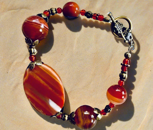 Banded Agate/Red Agate Gemstone Bracelet