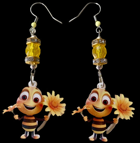 Bee/Sunflower Whimsical Earrings